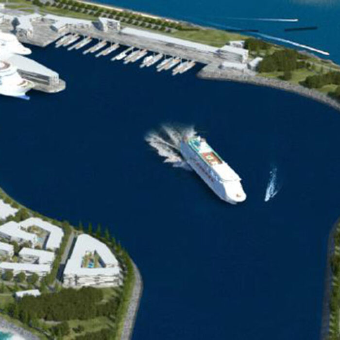 An artist’s impressions of a Gold Coast cruise ship terminal proposal.
