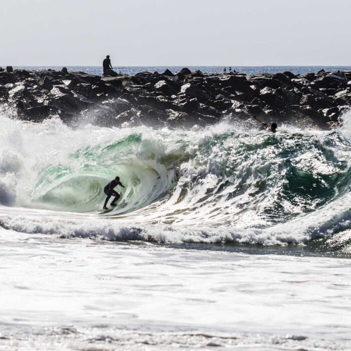 Ryan Hurley finding the reward worth the risk at Wedge. Photo: Benjamin Ginsberg/Driftwood Photo