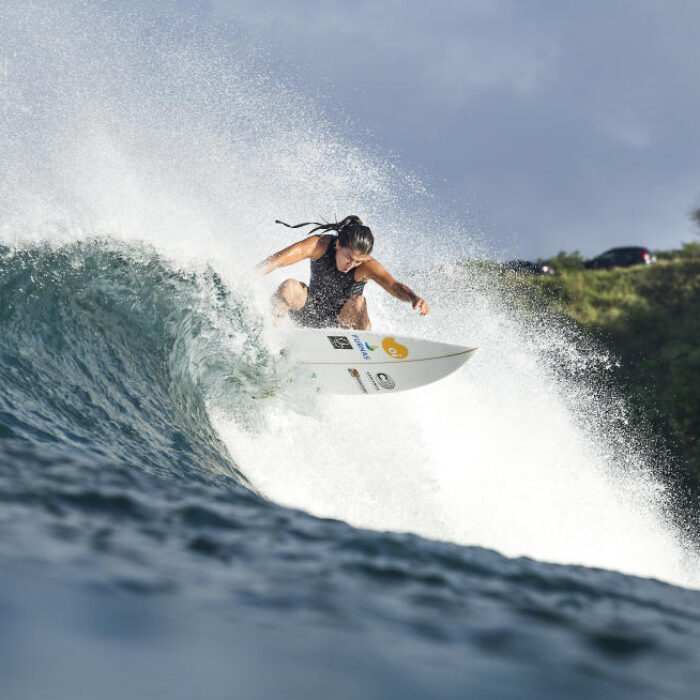 Silvana Lima competing at the Target Maui Pro. Silvana is the only Brazilian woman in the top 50 of the WSL. Photo: WSL/Cestari