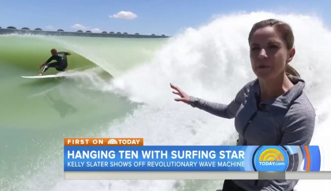 "As you can see, Kelly Slater is getting barreled directly behind me...Shacked, brah!"