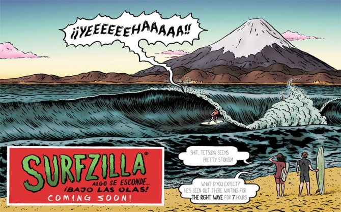 Miguel Brieva's satirical artwork for Surfilmfestibal.