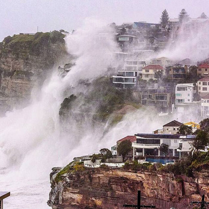 The cliffs in Vaucluse are roughly 60 meters high. This is by far one of the scariest things I've ever seen. This shot is a trigger-lapse of the rogue waves that hit Sydney yesterday.