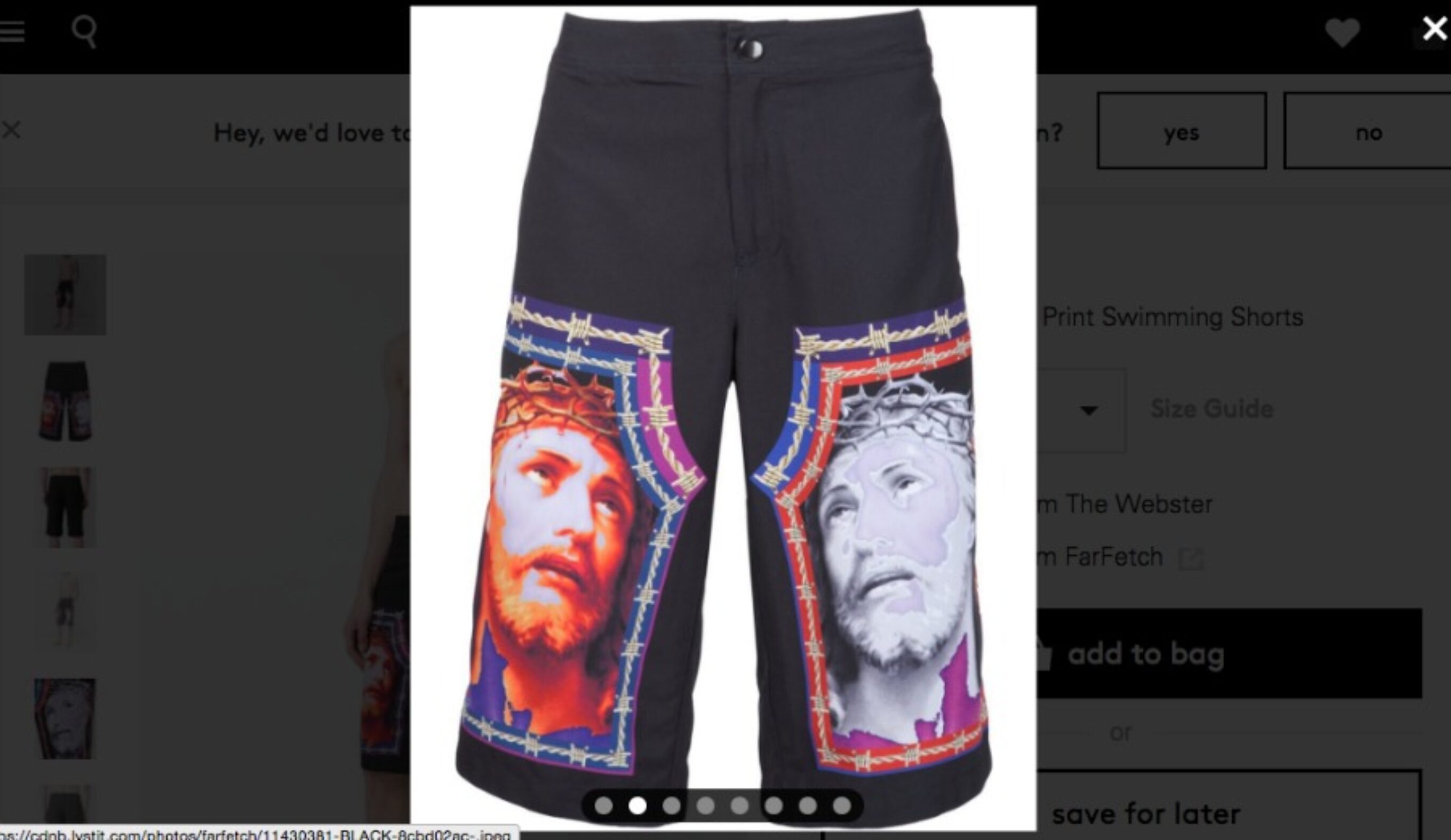 “Christ.” The only word to describe these $298 Givenchy boardshorts. Photo: Lyst