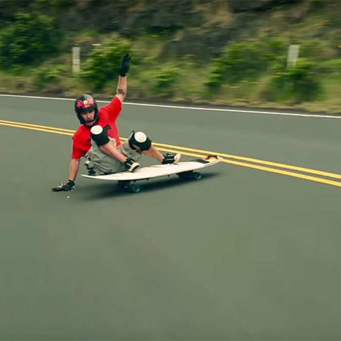 Surfing is fun. Skateboarding is fun. Skateboarding down a big hill and surfing are kind of similar, in the same way that eating and drinking are similar.