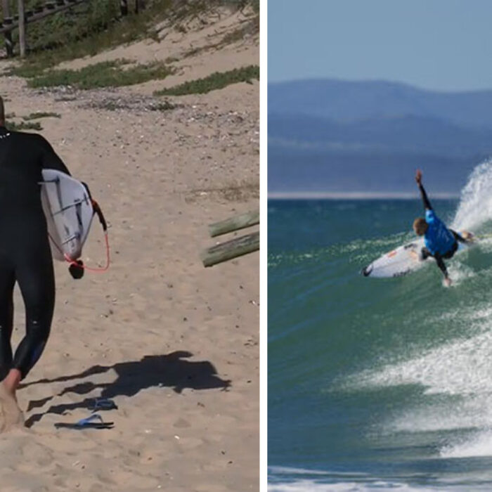 Mick Fanning limped off the beach the day after he showed up in J-Bay. Photos: WSL