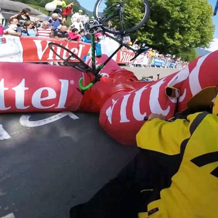 Adam Yates was the unfortunate victim of a banner collapse at the Tour de France.