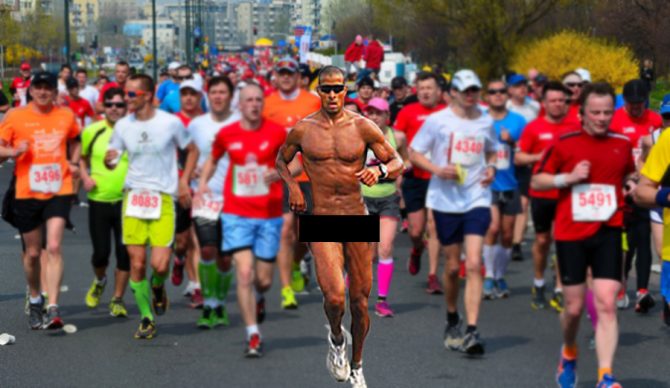 Streaking is for slackers. 30 seconds and it's over. Running a marathon in the nude is a commitment.