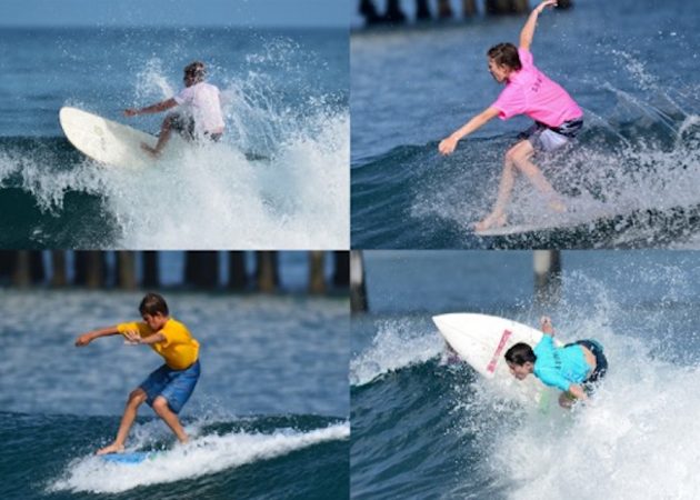 Charlie (upper right), Diego (top right), Henno (lower left), and Niko (lower right) surfing in last year's event.