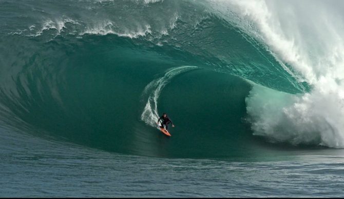 A typical sample of Bonython's work: Dean Morrison on a wave of incomprehensible size at The Right. Photo: Tim Bonython