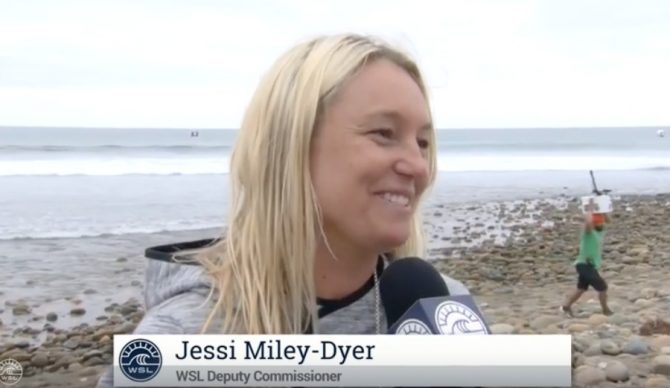 WSL Deputy Commissioner Jessi Miley-Dyer in an interview about putting the contest on hold. Photo: YouTube