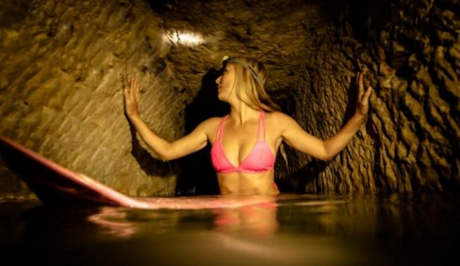 Alison Teal, all alone in the lineup. Photo: News.com.au