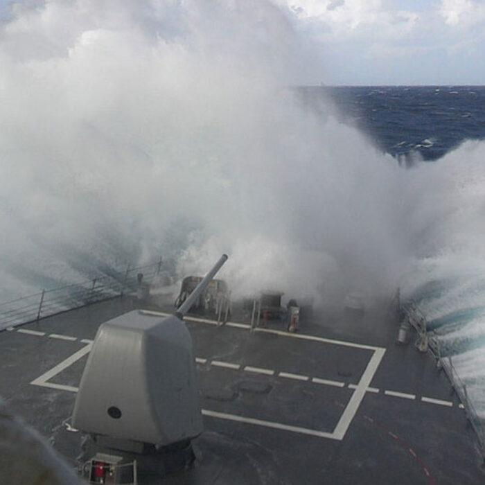 The guided missile destroyer USS Barry deploys to sea from Naval Station Norfolk ahead of Hurricane Sandy in 2012. U.S. Navy/Flickr