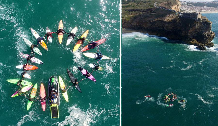 Celebration at Nazaré/ Photo: WSL/Estrelinha