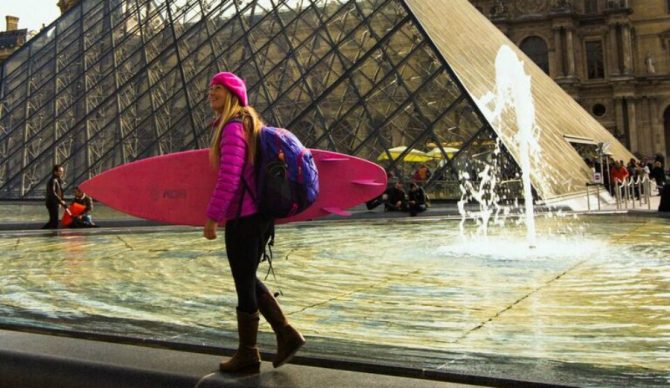 Surf check at the Louvre Museum. Photo: Sarah Lee