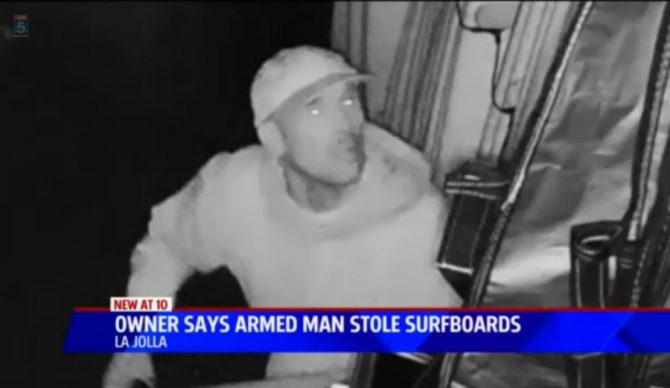 Help catch this armed surfboard thief! Photo: Fox 5 San Diego
