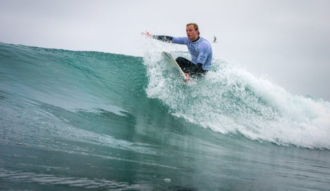 Llywelyn Williams from Wales on his way to winning his Round 2 heat.