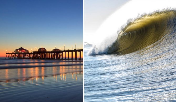 HB, left, NY, right. Worlds apart and yet, surfing is surfing.