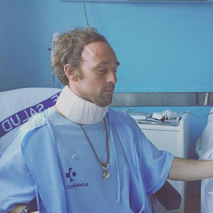 Acero is awaiting surgery after nearly drowning at Spain's famed lefthander, Mundaka.