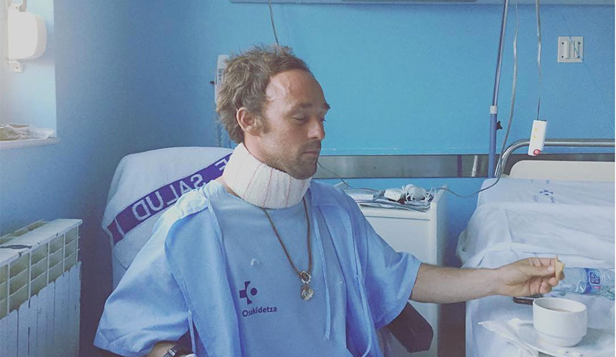 Acero is awaiting surgery after nearly drowning at Spain's famed lefthander, Mundaka. 