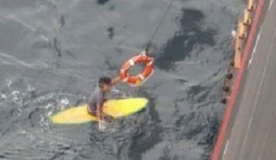 Luckily, the man was spotted after 16 hours at sea. Photo: MSC