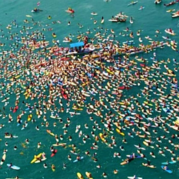 The paddle out for Andy Irons in Kauai drew massive crowds. Photo: Surf4All