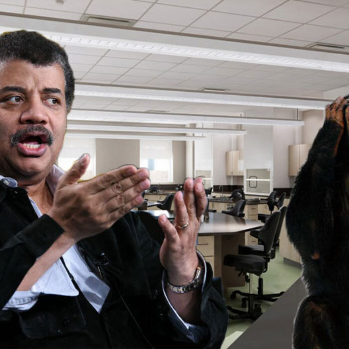 "Here is science." "WE DON'T BELIEVE YOU"