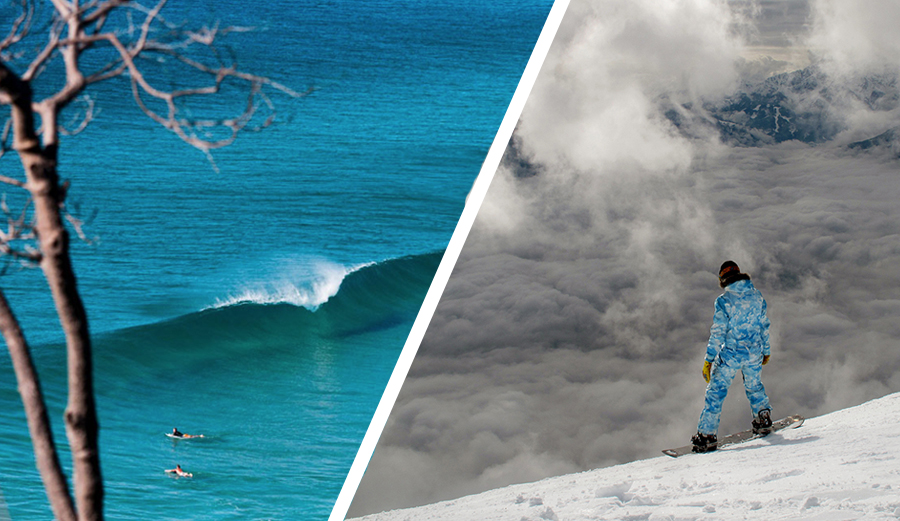 Surf town or Mountain town? One of life's ultimate decisions. Photo: (L) Kane Brown (R) Boba Jovanovic