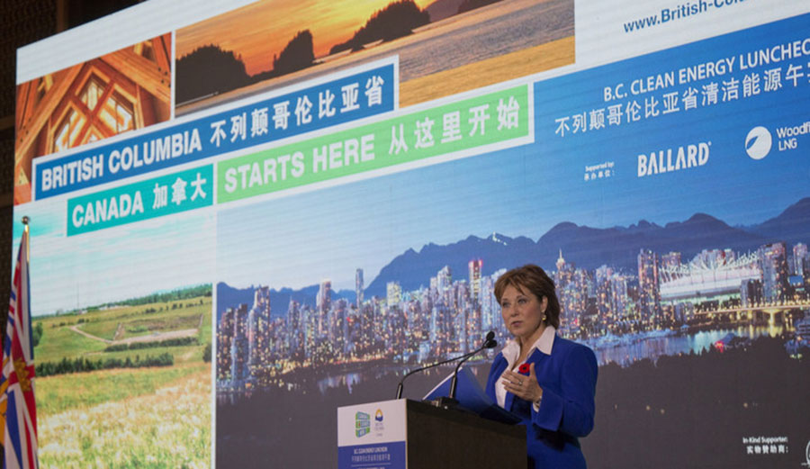 British Columbia, Canada Premier Christy Clark promotes clean energy technologies on her third trade mission to China, Nov. 1, 2015. Image: Province of British Columbia/Flickr, CC BY-NC-ND