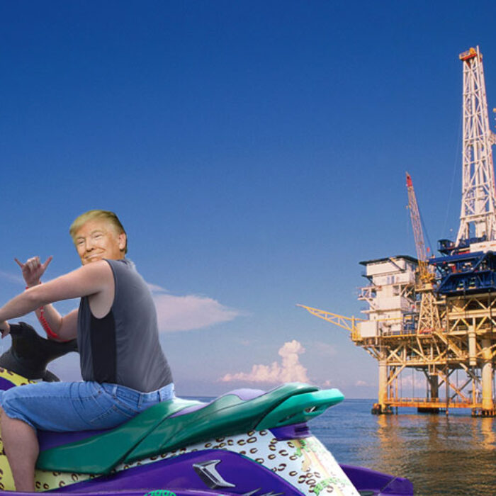 Donald J. Trump, celebrating the ocean and all of the resources we can suck out of it.