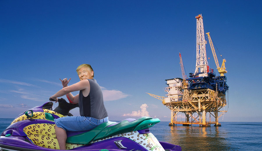 Donald J. Trump, celebrating the ocean and all of the resources we can suck out of it.