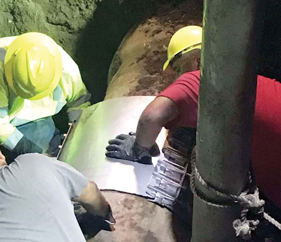 County crews repaired a 20-inch sewer force main. The work was completed at about 4 p.m. Thursday. Photo: County of Maui 