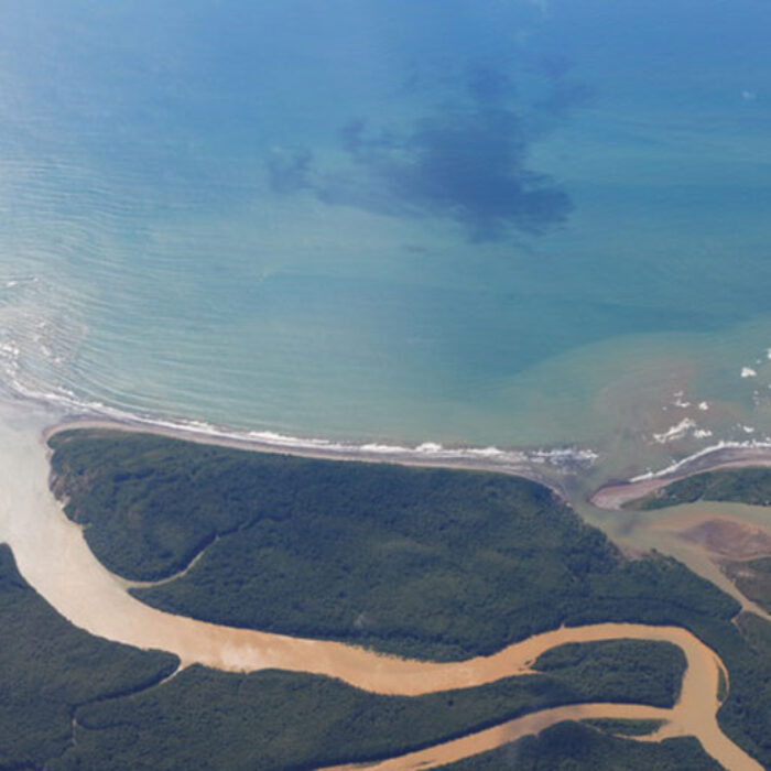 Salt flows down rivers to the ocean.