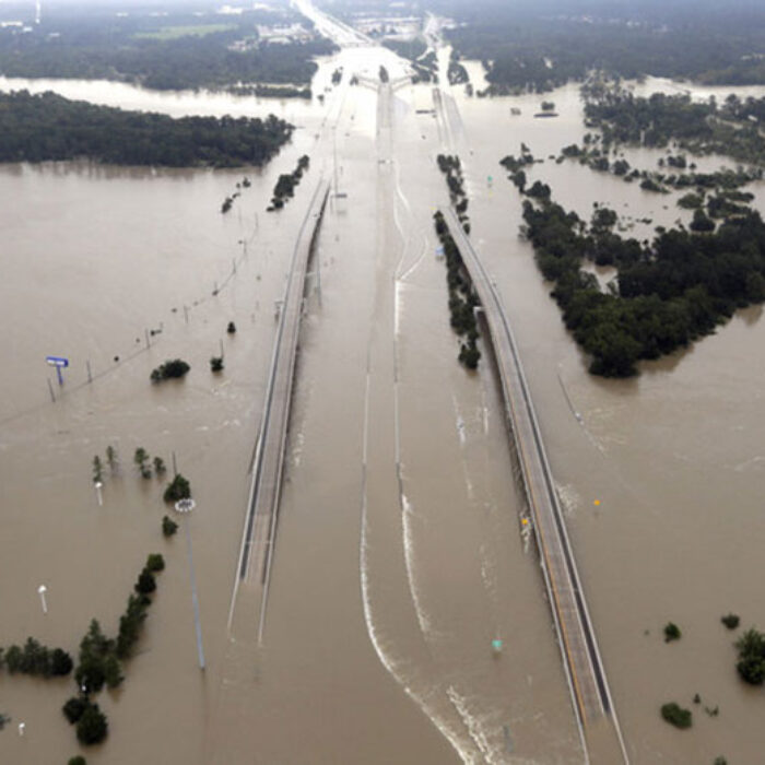 Flooding from Hurricane Harvey. Can the region rebuild infrastructure so that it can better withstand extreme weather events? Photo: AP Photo/David J. Phillip