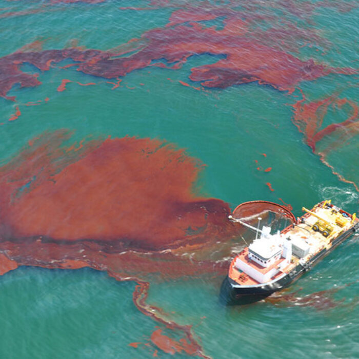Skimming oil in the Gulf of Mexico during the Deepwater Horizon spill, May 29, 2010.