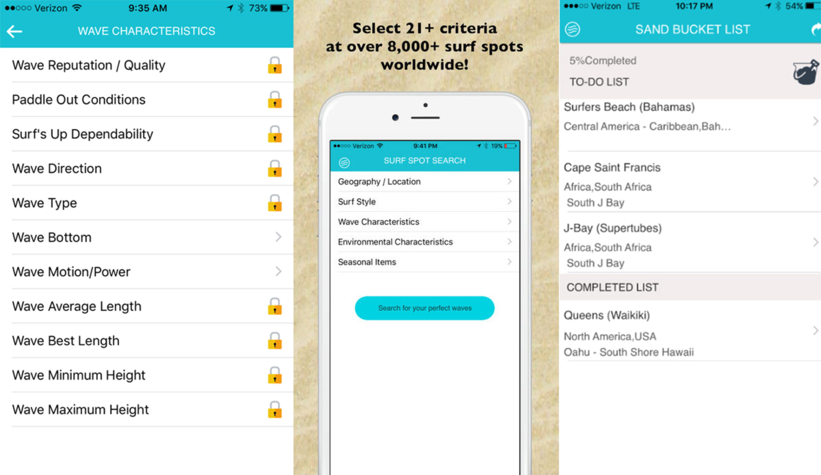 Screenshots from Da Surf Engine app.