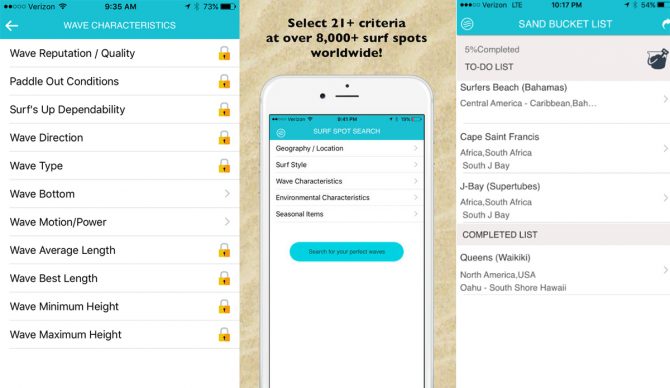 Screenshots from Da Surf Engine app.