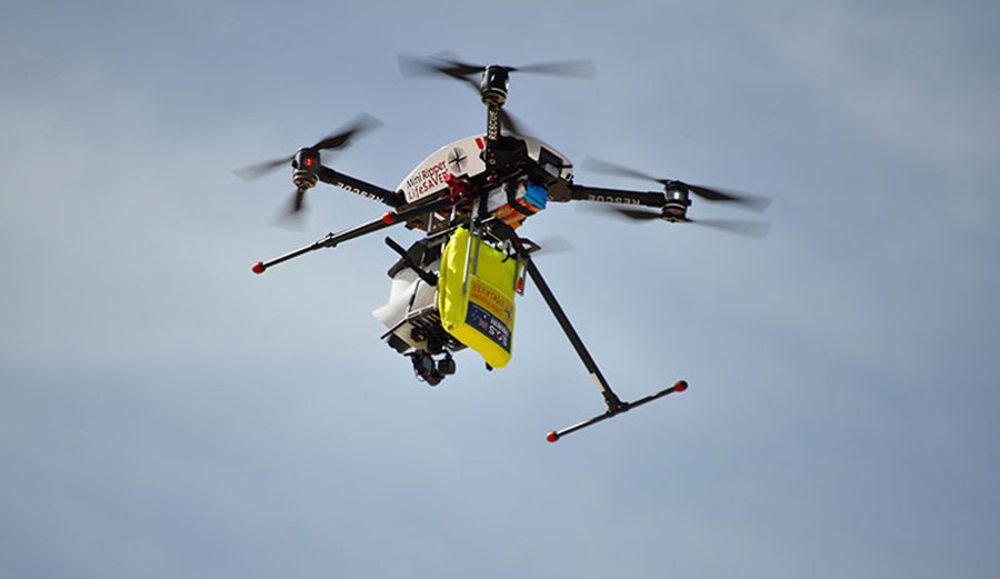 A livesaving drone similar to the one used in the rescue.