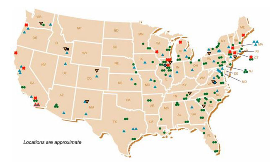 Oh shit, Illinois! You're sitting on a state full of nuclear waste! Image: DOE