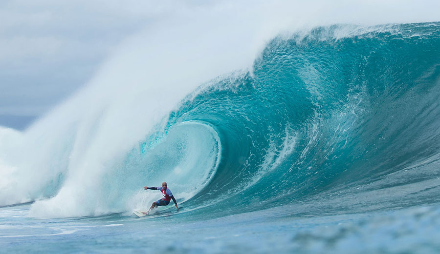 Kelly Slater, 2014 Pipe Masters. Come 2019, there's a good chance Hawaii's dropped from the WSL schedule.