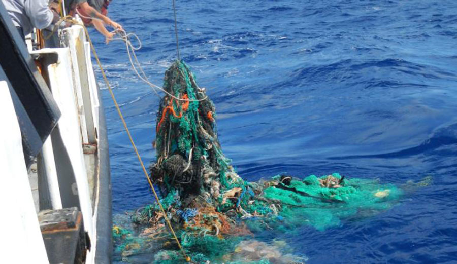 Some 46 percent of the Great Pacific Garbage Patch is thought to consist of abandoned fishing nets. Image: The Ocean Cleanup