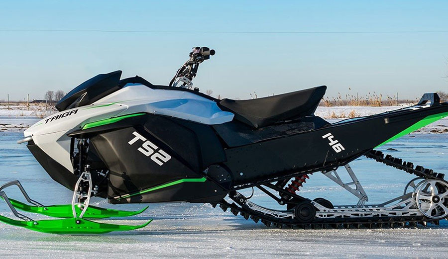 At under 500lbs fully loaded, Taiga’s electric snowmobiles are some of the lightest in the industry. Image: Taiga
