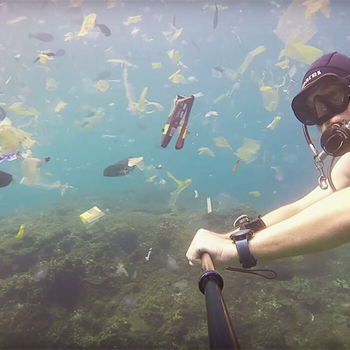 When a scuba diver went diving in Indonesia, he found a massive swirling pile of floating trash.