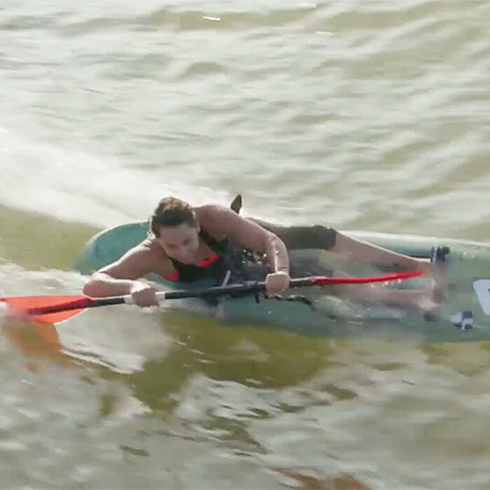 Paralympic gold medalist Alana Nichols at NLand wave park in Austin