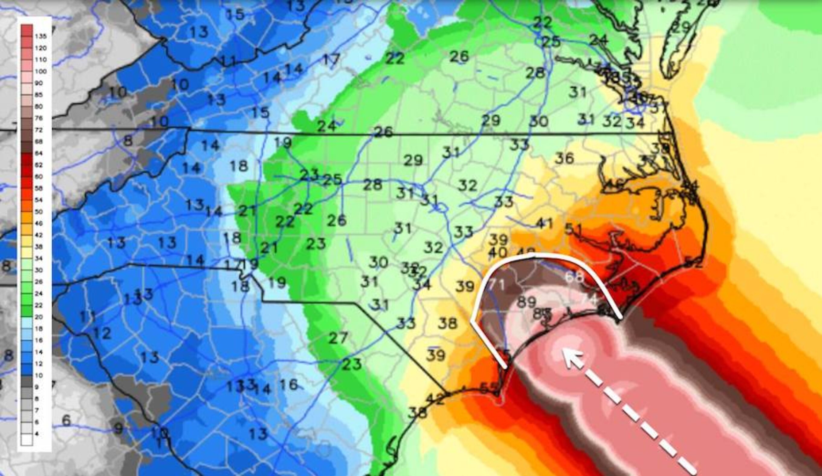 Over 84,000 commenters noticed the especially suggestive nature of this graphic published by a hurricane monitoring Facebook page. Photo: National Hurricane Updates/Facebook