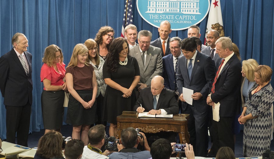 "“California is committed to doing whatever is necessary to meet the existential threat of climate change," said Governor Jerry Brown of SB100. Photo: gov.ca.gov