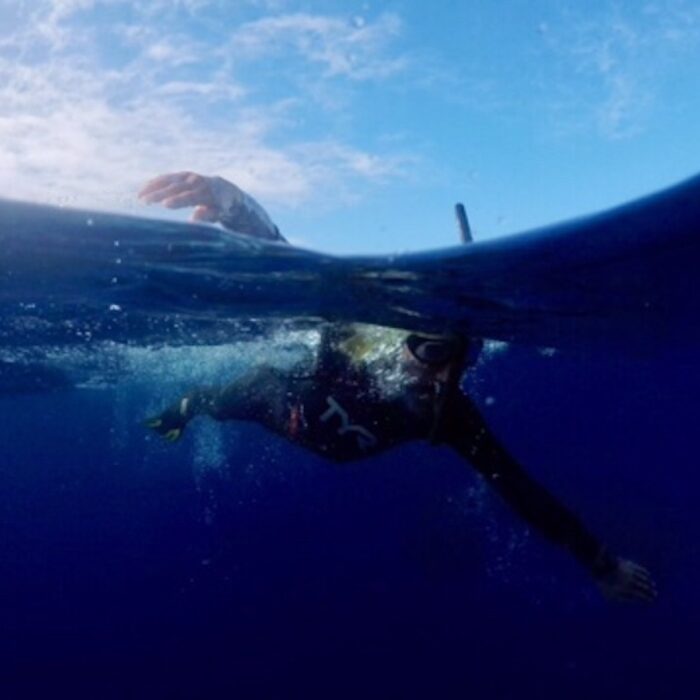 Ben Lecomte is a French swimmer attempting to be the first man to swim across the Pacific. And he's doing it to raise awareness about plastic pollution. Photo: benlecomte.com