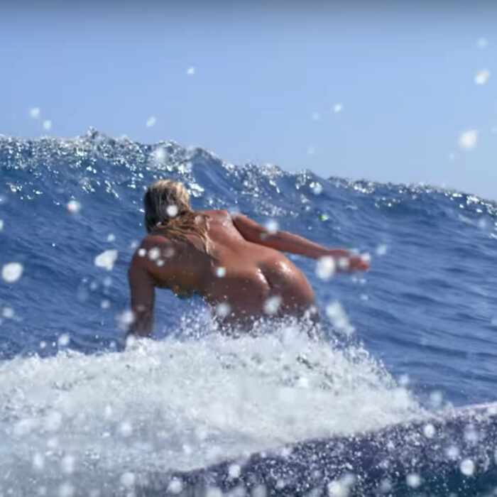 Felicity Palmateer surfing naked
