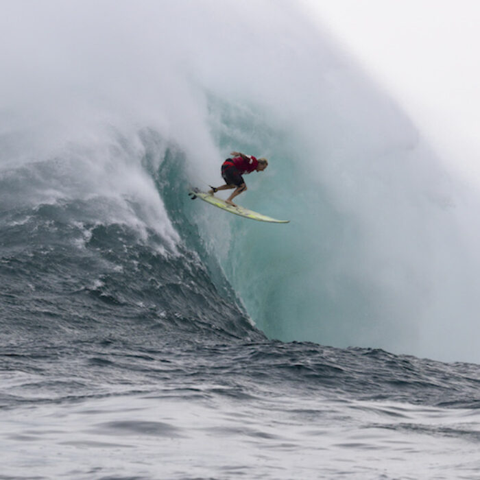Keala Kennelly, fully committed on a heaving Jaws behemoth on her way to being crowned 2018 Women's Jaws Challenge champ. Photo: WSL/Hallman