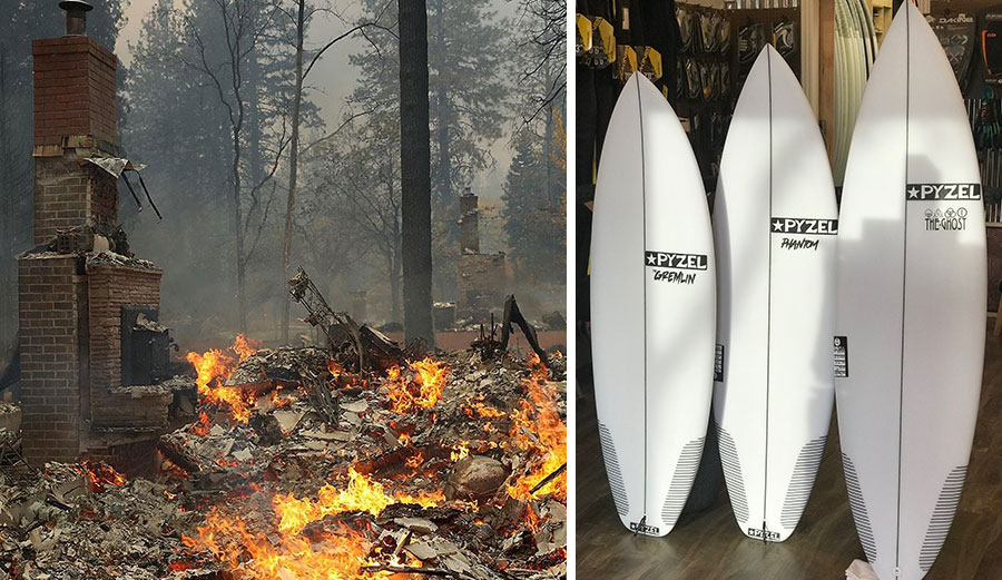 Pyzel surfboards raffle california wildfires