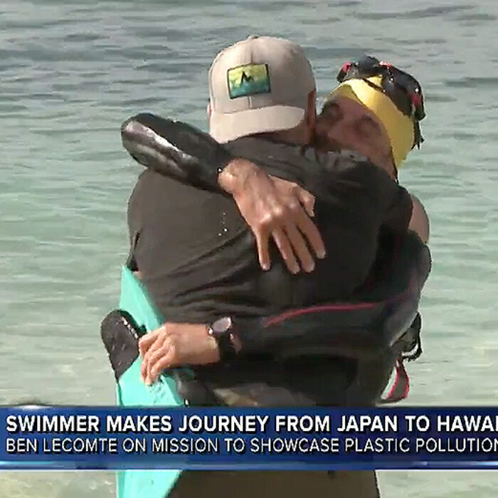 ben lecomte, world record swim, hawaii, plastic pollution,